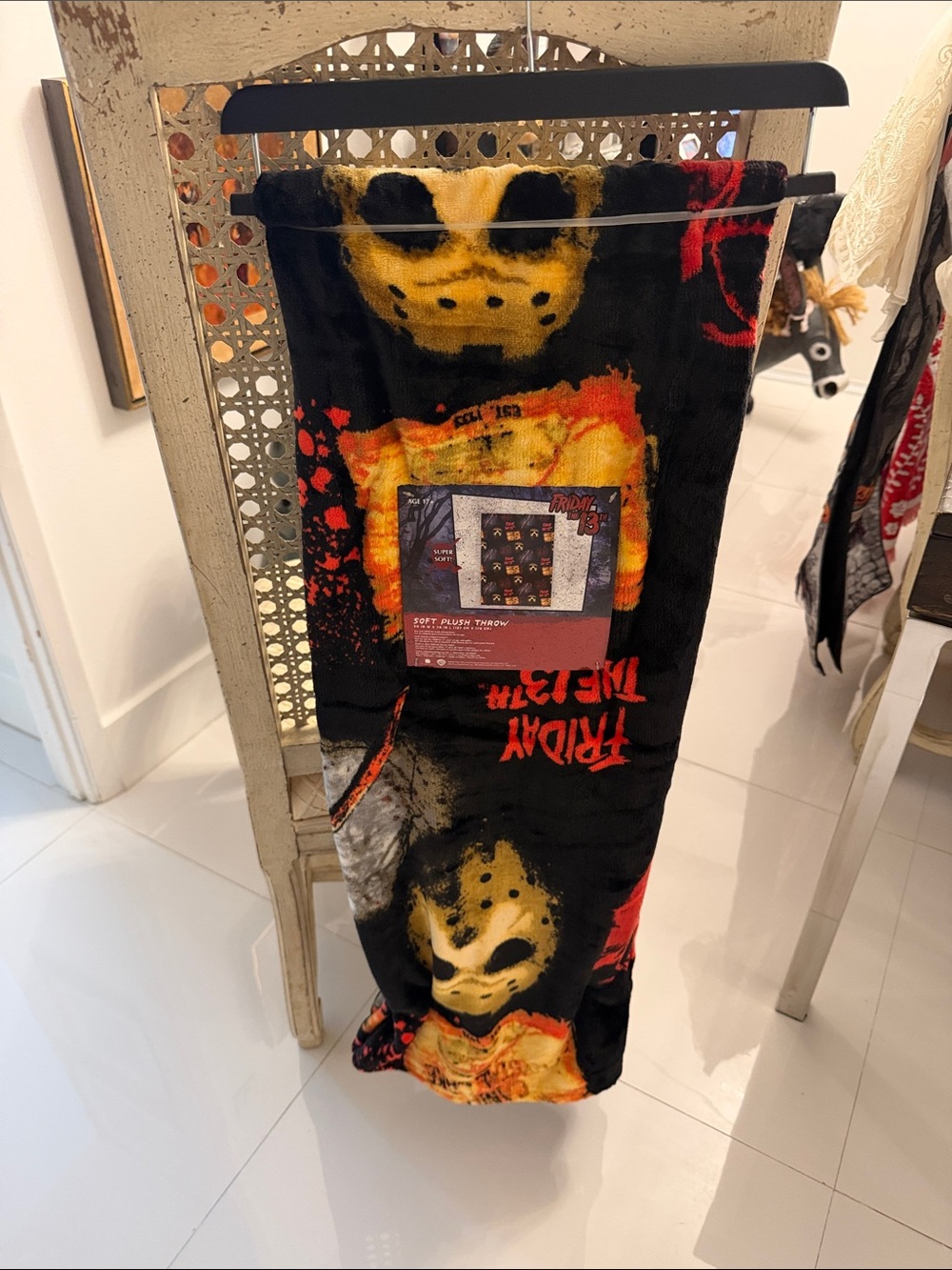 Warner Bros. Friday the 13th Black, Yellow & Red Horror Throw Blanket